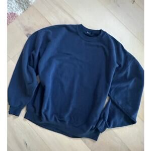 Vintage Mens Navy Blue Sweatshirt 80s Single Stitch Classic Crewneck Streetwear